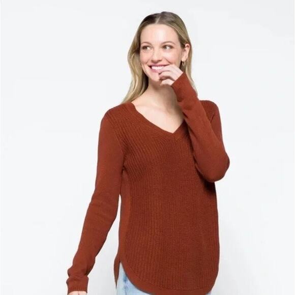 NEW RD Style Stitch Fix Josslyn V-Neck Sweater XL Burnt Orange Cotton Blend NWT - Picture 1 of 15